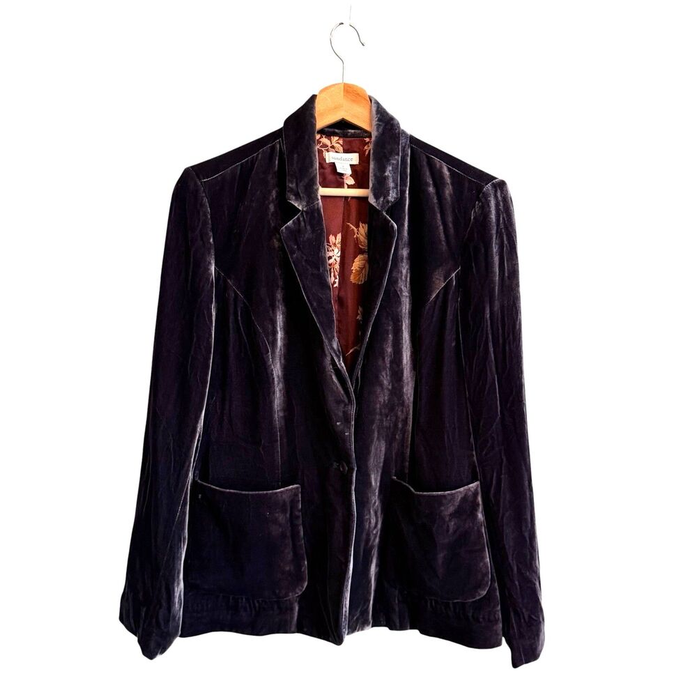 Sundance Womans Beau Gray Velvet Silk Blend Blazer Jacket Size 4 Whimsigoth Boho